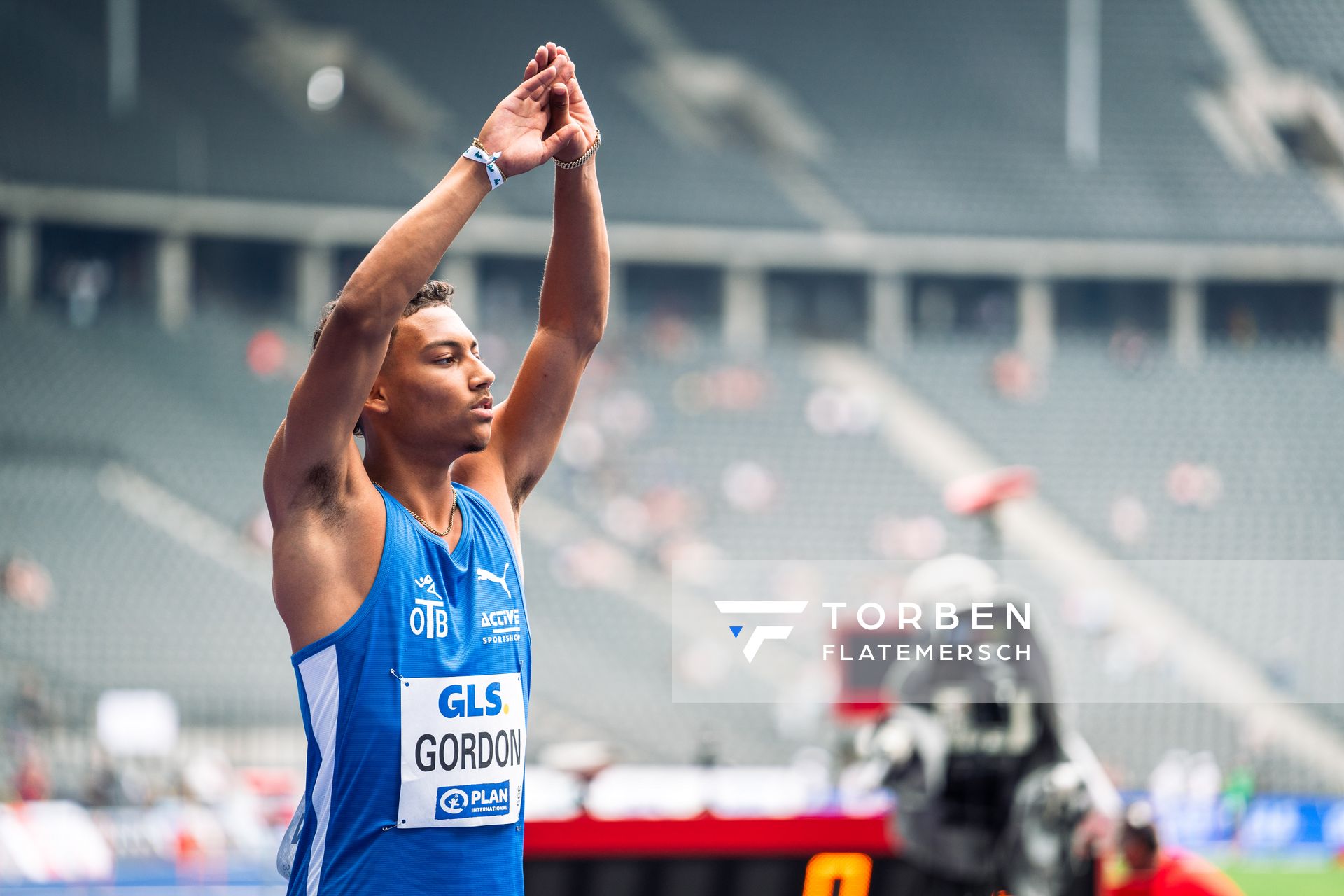 Jordan Gordon (OTB Osnabrueck) im Halbfinale waehrend der deutschen Leichtathletik-Meisterschaften im Olympiastadion am 25.06.2022 in Berlin